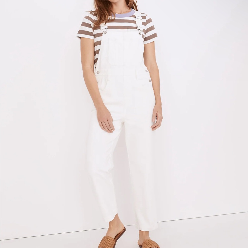 Madewell Petite Straight-Leg Overalls in Tile White